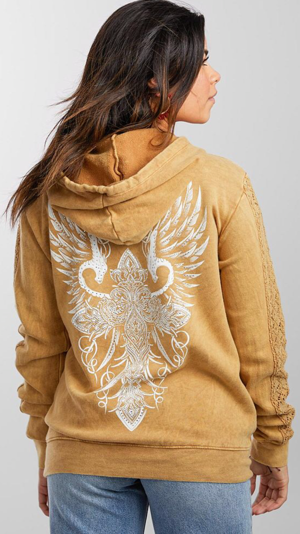 AFFLICTION Women's Hoodie Sweatshirt PLATINUM CANYON