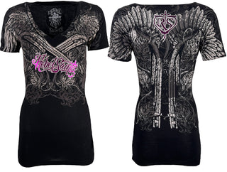 Rebel Saint by Affliction Women's T-shirt Ravenous  ^