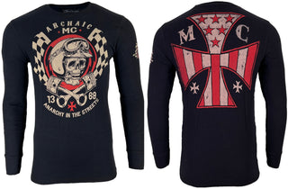 Archaic by Affliction Men's Thermal Shirt FUEL INJECTOR Black