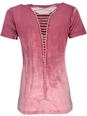 Affliction Women's T-Shirt Lace & Faith Silver Pink  ^