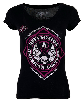 Affliction Women's  T-shirt MASS POWER Black