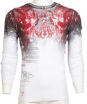 ARCHAIC Mens Long Sleeve NIGHTWATCHER Crewneck THERMAL T-Shirt (White/Black/Red)