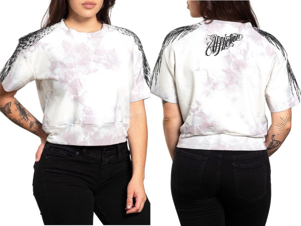 AFFLICTION Women's T-Shirt Sweatshirt AUDRALYN White