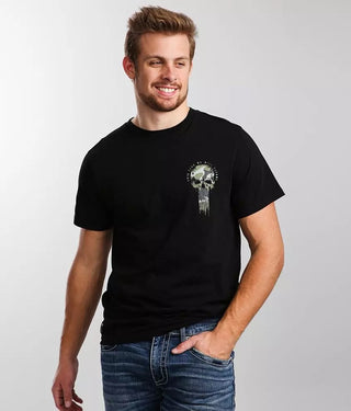 HOWITZER Style Men's T-Shirt FLAG SKULL Military Grunt