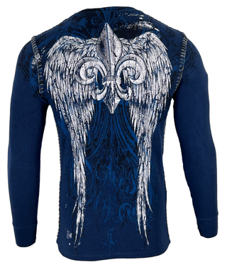 Archaic by Affliction Men's Thermal Shirt WING Navy +