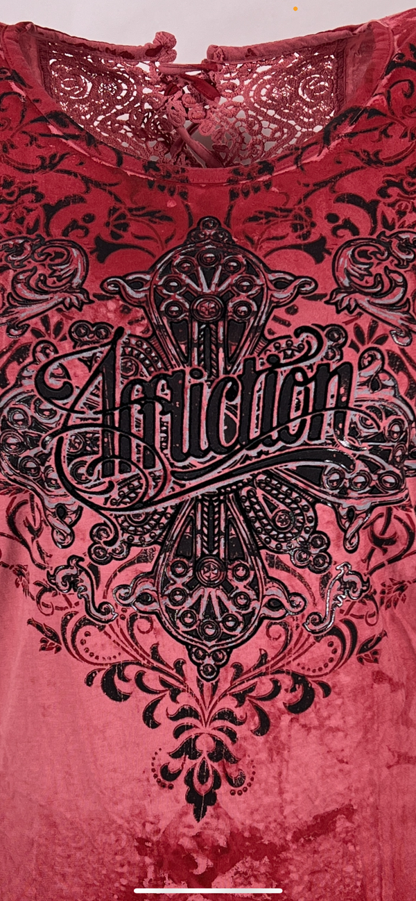 Affliction Women's T-Shirt Amber Creek Lace up   ^