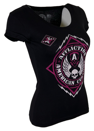 Affliction Women's  T-shirt MASS POWER Black