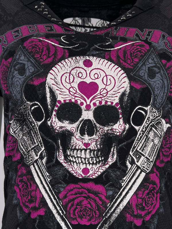 Rebel Saint by Affliction Women's T-shirt Queen Lord  ^