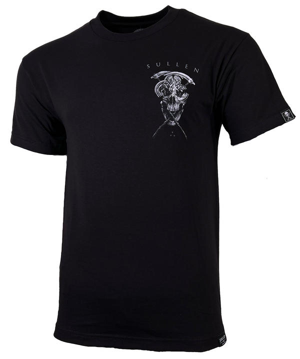 Sullen Men's T-shirt FARRAR REAPER Jet Black Tattoo Skull Premium Quality Artwork