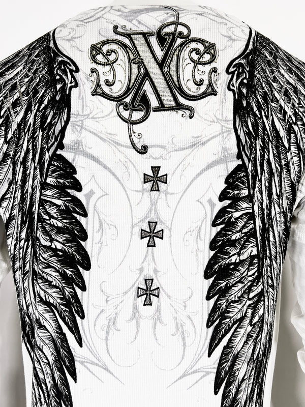 Xtreme Couture by Affliction Men's Thermal Shirt OVER THE TOP White