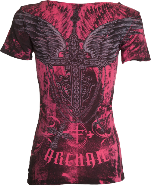 Archaic by Affliction Women's T-shirt Charmed Cross  ^