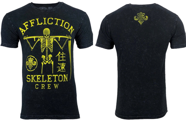 AFFLICTION SKELETON CREW Men's T-shirt BLACK LAVA