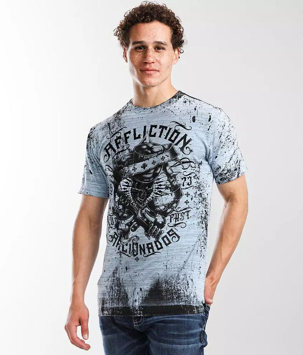 Affliction Men's T-shirt GRIM INTENT Skull Wings