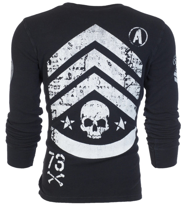 ARCHAIC Mens Long Sleeve STRONG CREST Crewneck THERMAL Shirt