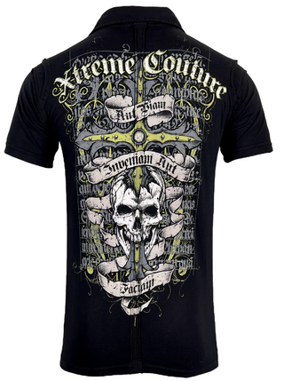 Xtreme Couture Men's Polo Shirt PIERCED Black