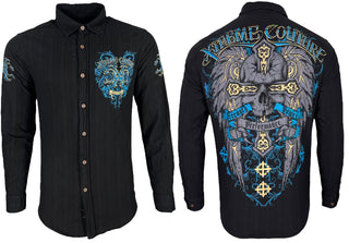 Xtreme Couture by Affliction Men's Button Down Woven Shirt Thor Black