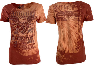 Affliction Women's T-Shirt Tragic Love Scoop Neck   ^