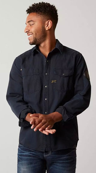 Affliction Men's Button Down Shirt Power of Blue