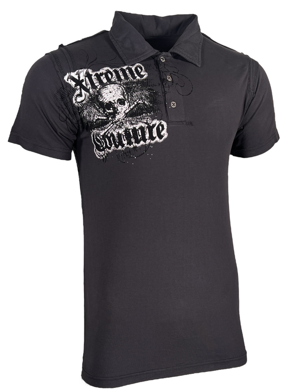 Xtreme Couture Men's Polo Shirt Last Rites Charcoal