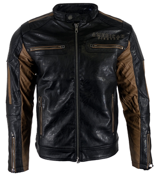 AMERICAN FIGHTER Men's Jacket DENSITY Black Faux Leather BIKER