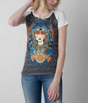 SECRET ARTIST by AFFLICTION Women's T-Shirt S/S WOLF HEADDRESS  Tee
