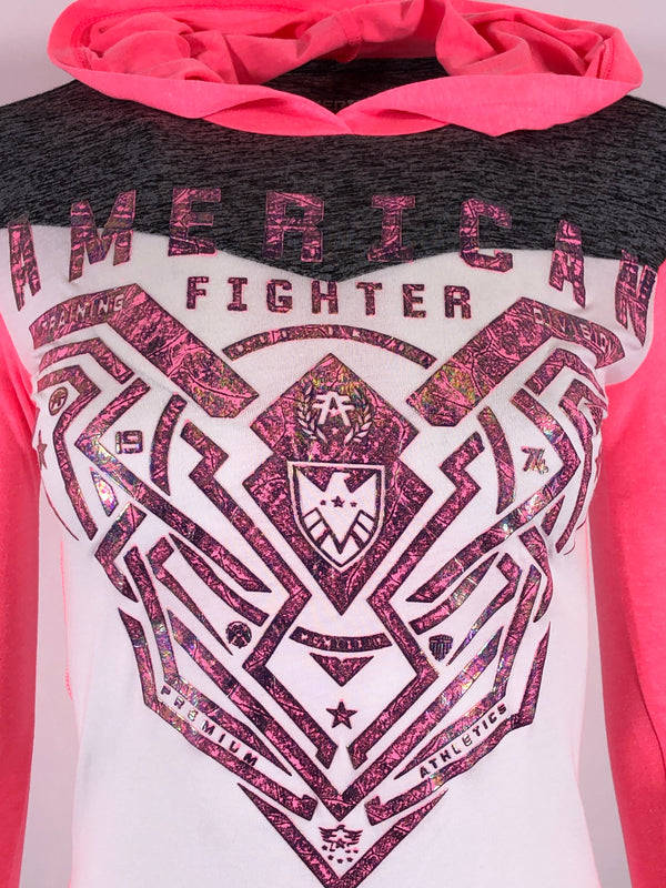 AMERICAN FIGHTER Women's T-Shirt Hoodie Sweatshirt BRIMLEY White Pink