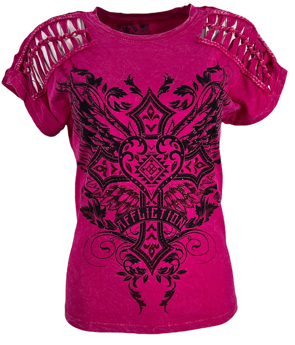 Affliction Women's T-Shirt Majestic Cross  ^