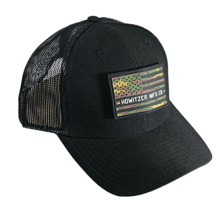 Howitzer Style Men's Hat FLAG HAT Military Grunt Black