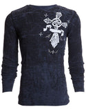 Archaic by Affliction Men's Thermal Shirt COUNTDOWN Charcoal