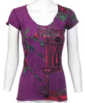 ARCHAIC Womens Short Sleeve MY GIRL V-neck T-Shirt (Purple)