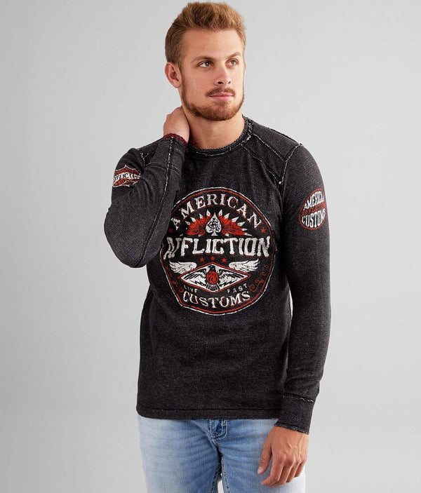 AFFLICTION Men's Long Sleeve Reversible Thermal Shirt CORE DIVISION