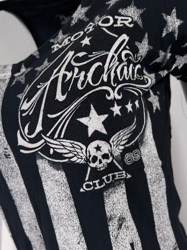Archaic by Affliction Womens T-Shirt Nation Black