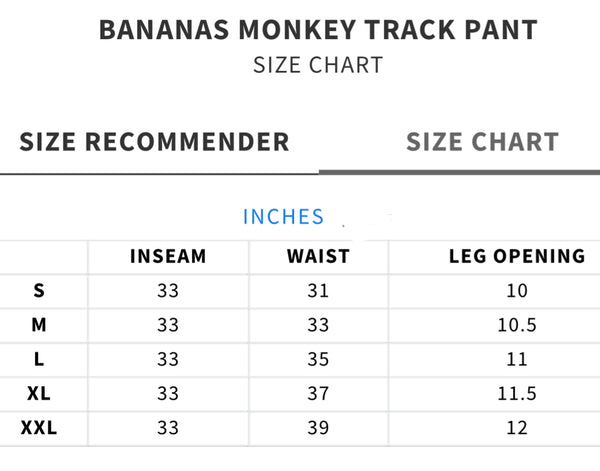 Bananas Monkey Men's Track Pants Sweatpant Ac family Black