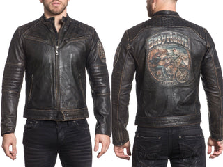 AFFLICTION Leather GHOST RIDER JACKET Black