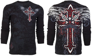 Archaic By Affliction Men's Thermal Shirt Red Flag