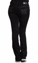 AFFLICTION Women's Denim Jeans JADE STANDARD JET BLACK Embroidered