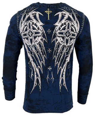 Archaic By Affliction Men's Thermal Shirt Spike Wings