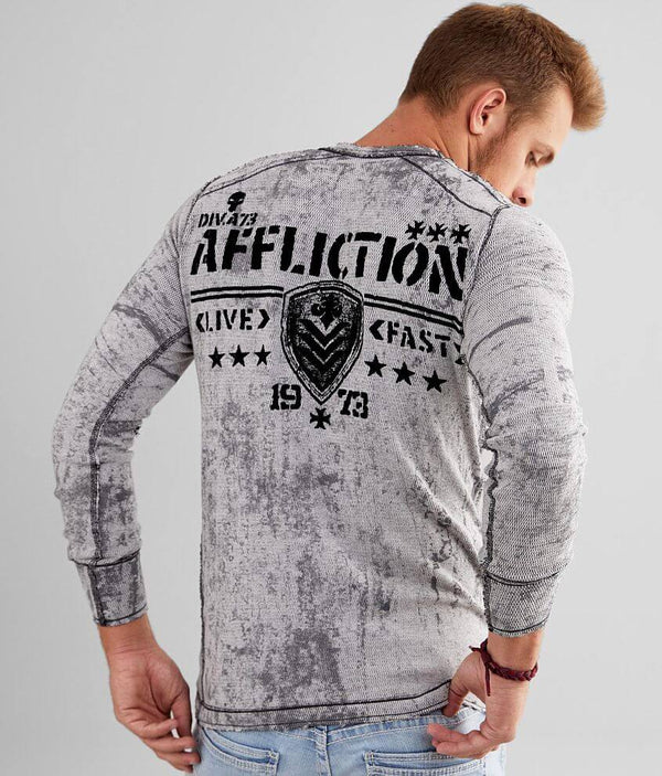 AFFLICTION Men's Long Sleeve Reversible Thermal Shirt CORE DIVISION