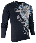 Archaic by Affliction Men's Thermal Shirt WOODCUTS Black