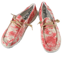 Very G Women's shoe canvas lace-up Slip On SWIRL Casual Shoe Red