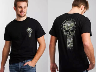 HOWITZER Style Men's T-Shirt FLAG SKULL Military Grunt