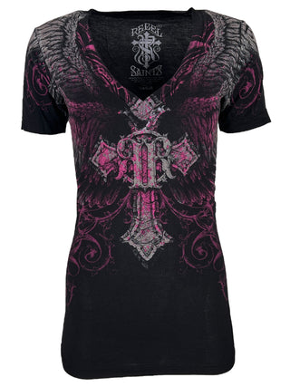Rebel Saint by Affliction Women's T-shirt Scattered