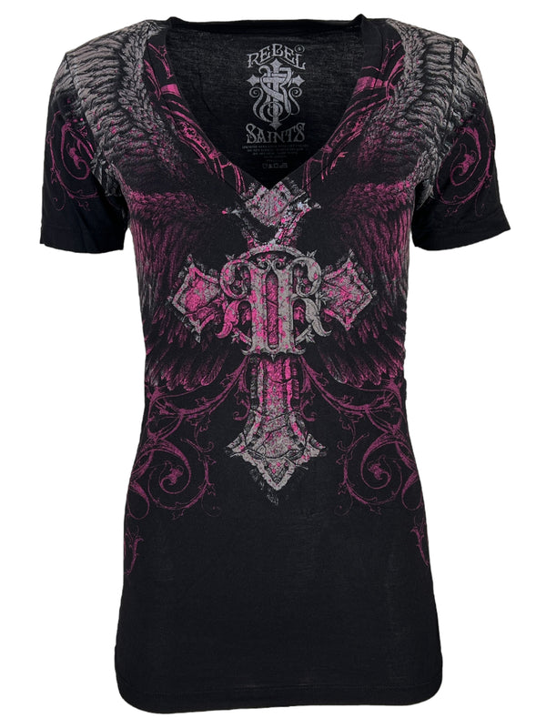 Rebel Saint by Affliction Women's T-shirt Scattered