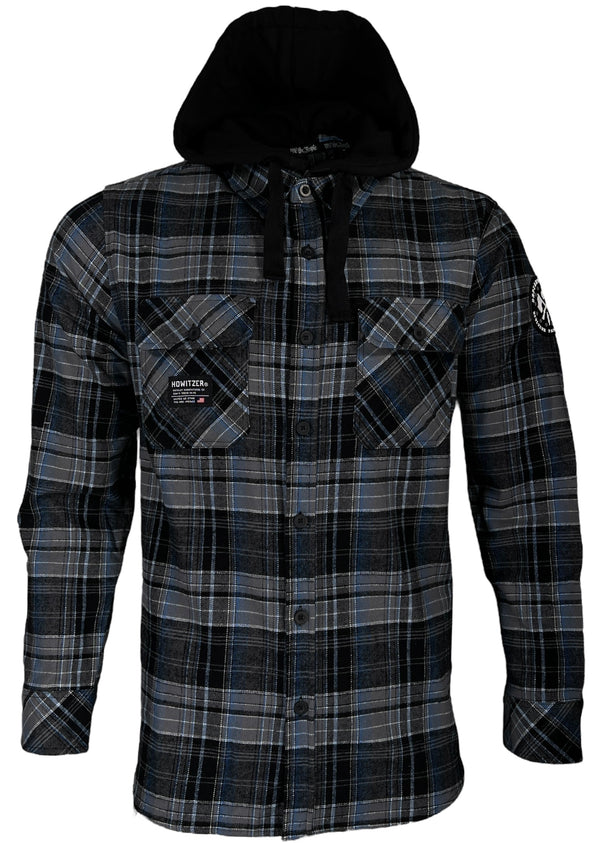 Howitzer Style Men's Button Down Hoodie Flannel Sniper Military Grunt MFG