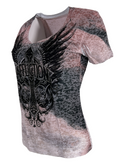 Affliction Women's T-Shirt Turquoise Pass Vneck ^