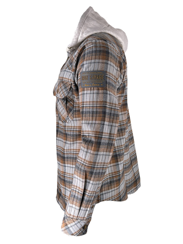 Howitzer Style Men's Button Down Flannel Hoodie Casemate Military Grunt *