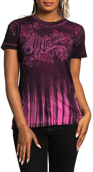 Affliction Women's T-Shirt JULIA ROSE Pink