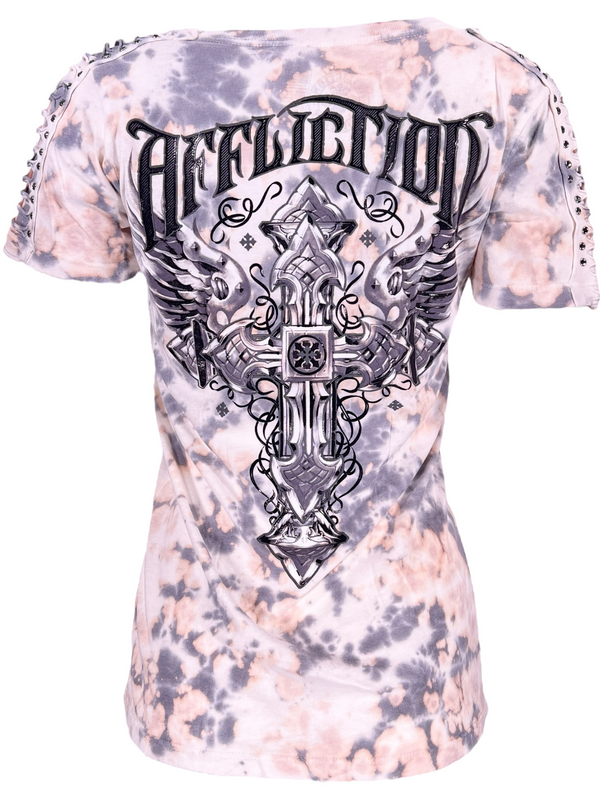 Affliction Women's T-Shirt Venetian Fleet V-neck  ^