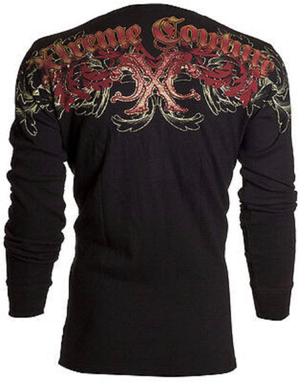 Xtreme Couture by Affliction Men's Thermal Shirt TELEPHUS (Black)