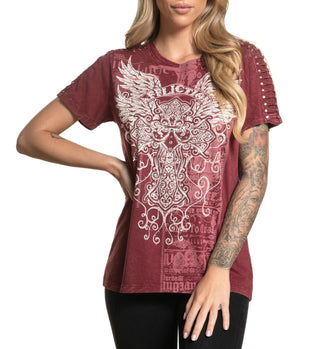 AFFLICTION Women's T-Shirt S/S DISTANT ANGEL Tee Biker